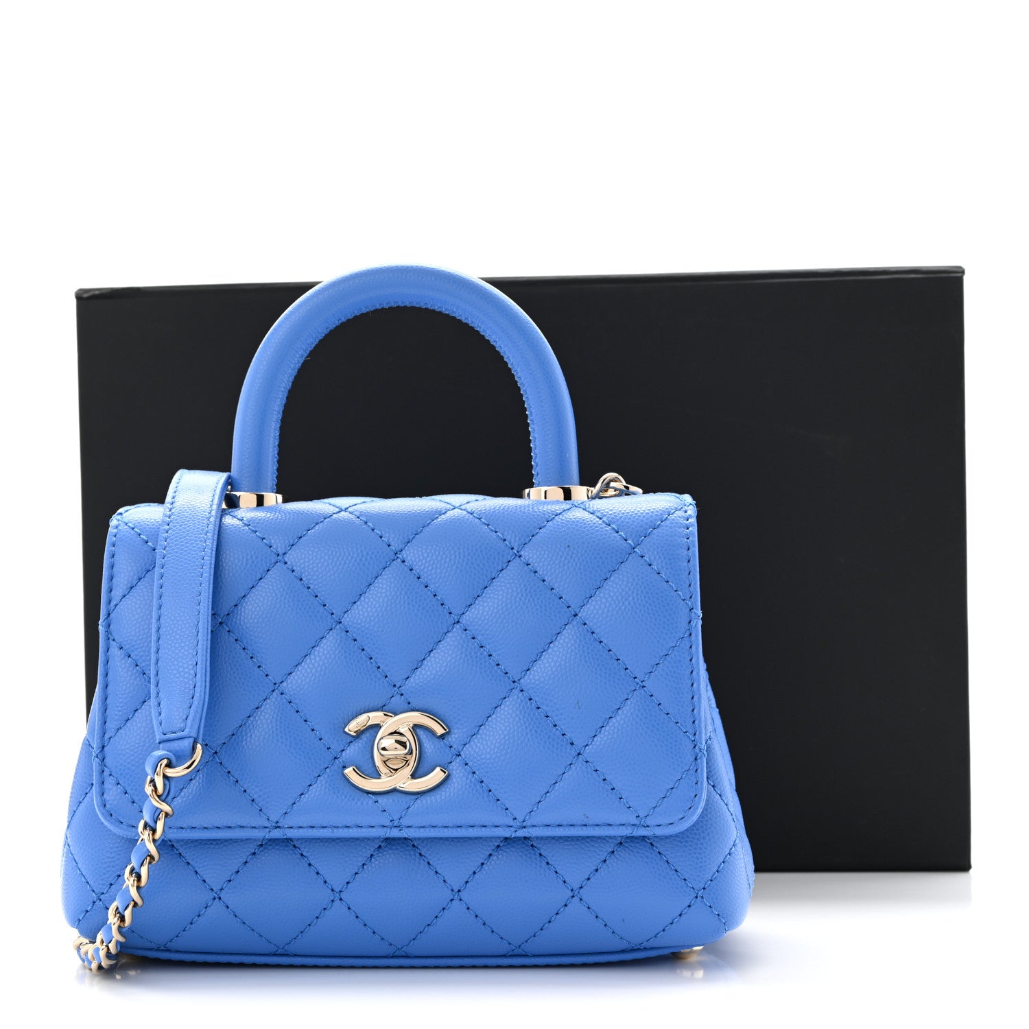 Chanel Caviar Quilted Extra Mini Coco Handle Flap Blue 11 of 11