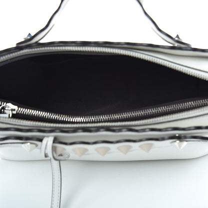 Fendi Vitello Dolce Scalloped Studded Medium By The Way Boston Bag White Ice 7 of 10