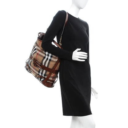 Burberry House Check Bridle Calfskin Medium Gosford Hobo Dark Tan 2 of 11