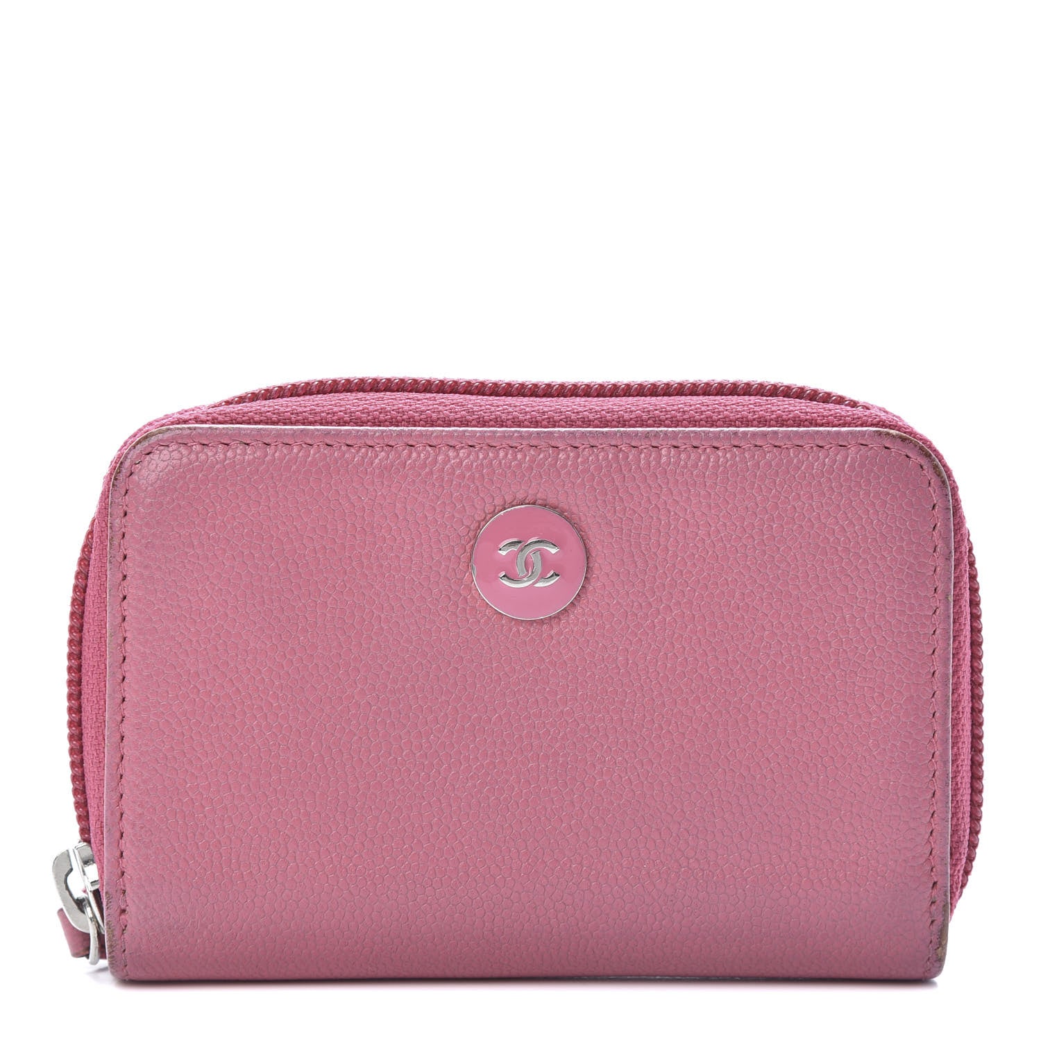 Chanel Caviar Button Zip Coin Purse Pink 1 of 16