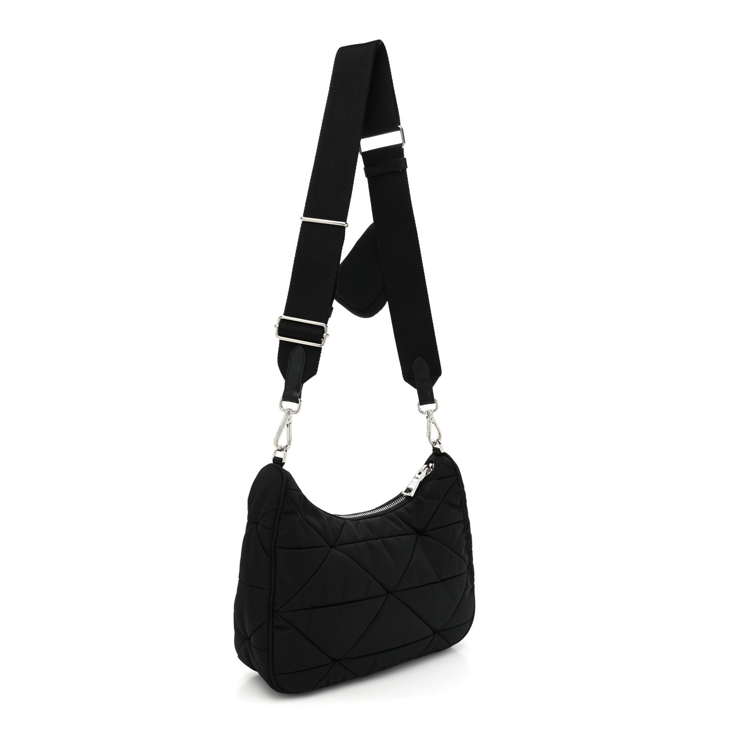 Prada Re-Nylon Triangle Padded Patchwork Shoulder Bag Black 3 of 9