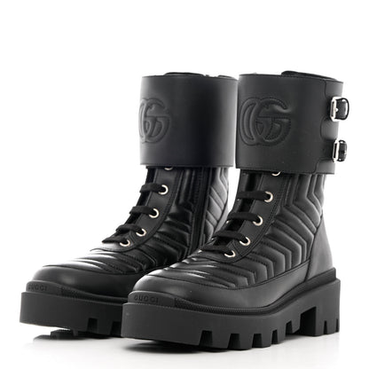 Gucci Nappa Frances GG Matelasse Platform Combat Boots 35 Black 3 of 11