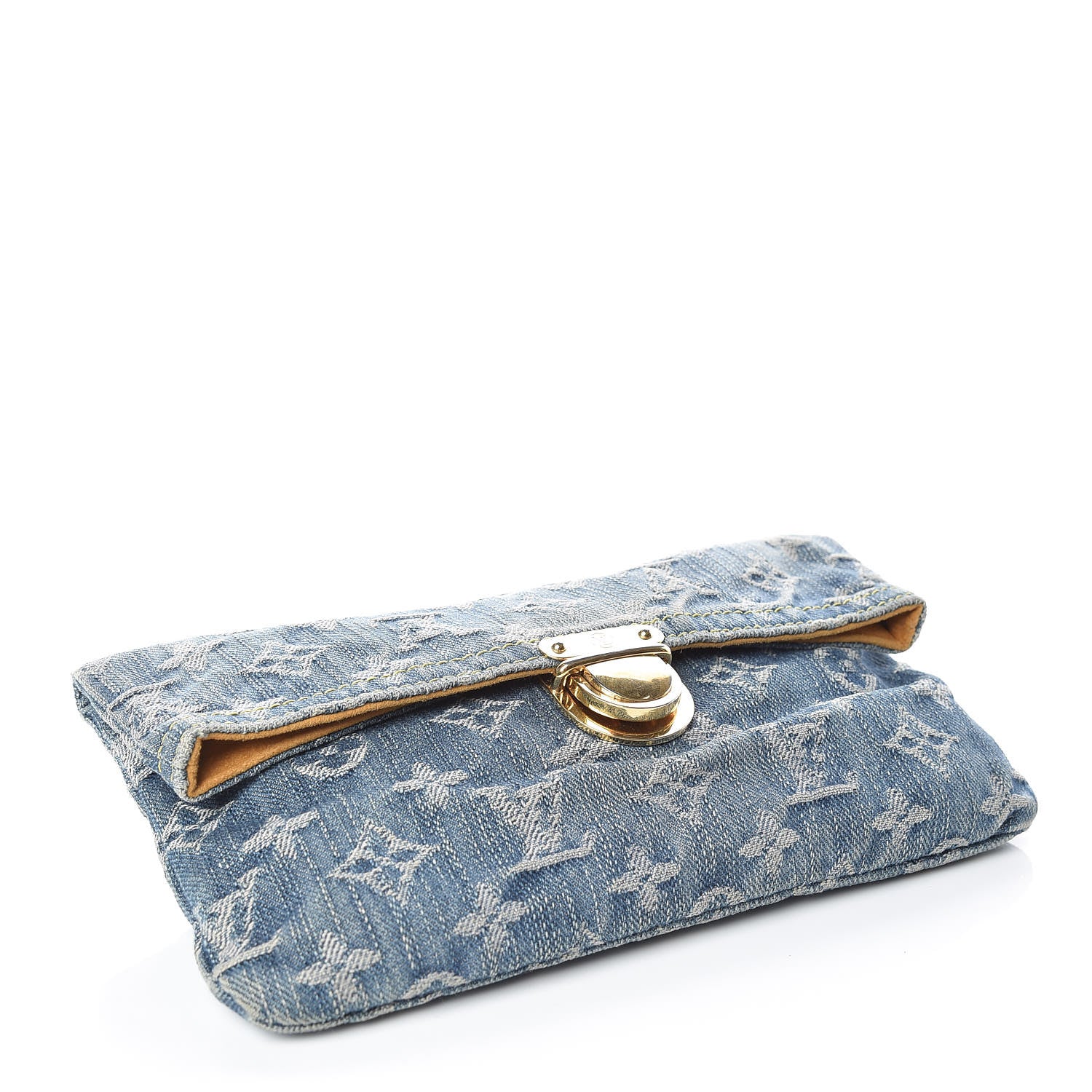 Louis Vuitton Monogram Denim Pochette Plat Clutch Blue 4 of 7