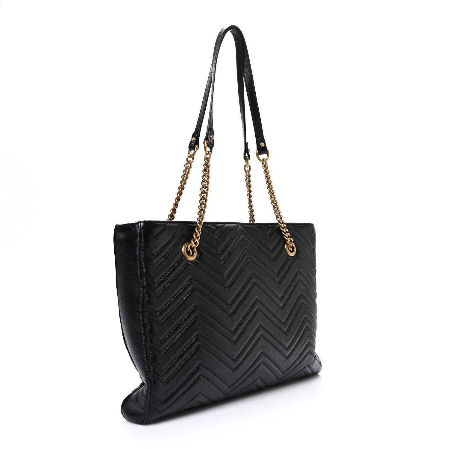 Gucci Vintage Calfskin Matelasse Medium GG Marmont Slim Tote Black 3 of 10