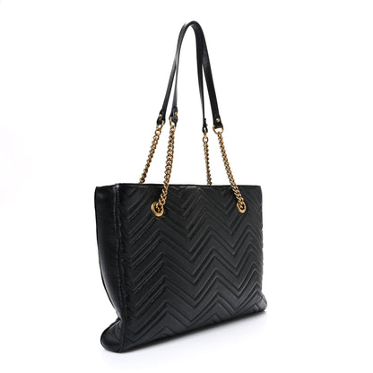 Gucci Vintage Calfskin Matelasse Medium GG Marmont Slim Tote Black 3 of 10