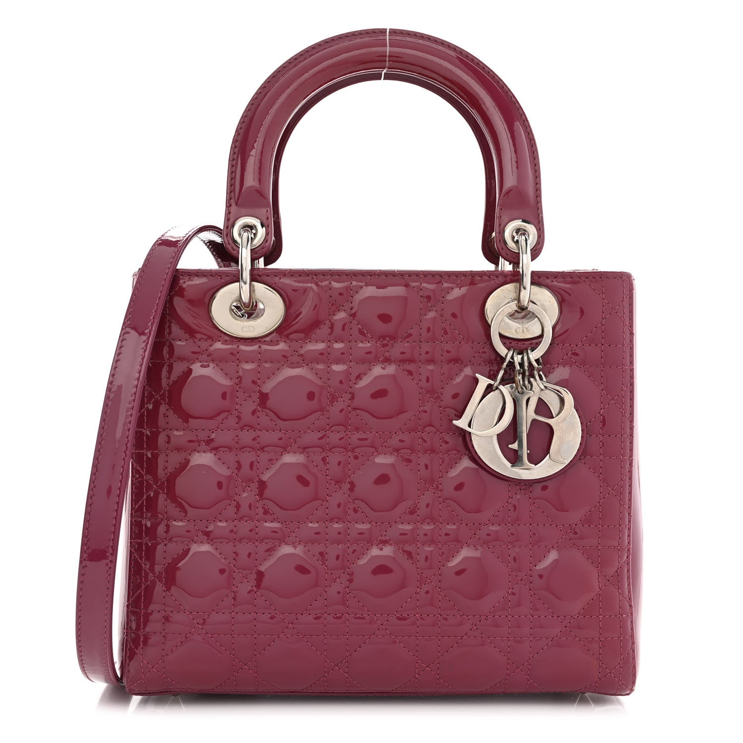 Christian Dior Patent Cannage Medium Lady Dior Dark Pink 1 of 12