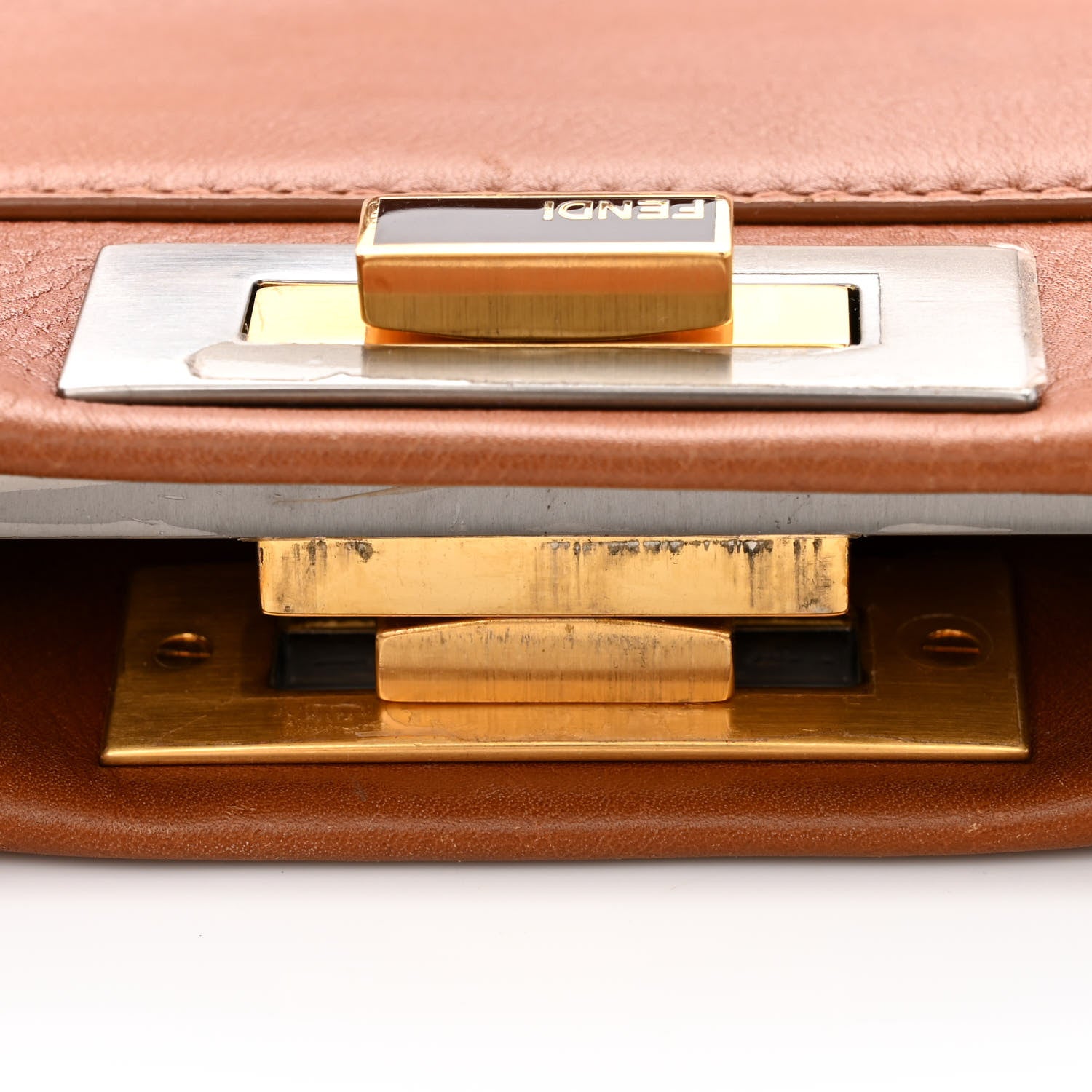 Fendi Vitello Suede Medium Peekaboo Iconic Satchel Cuoio Rame Moro 10 of 13