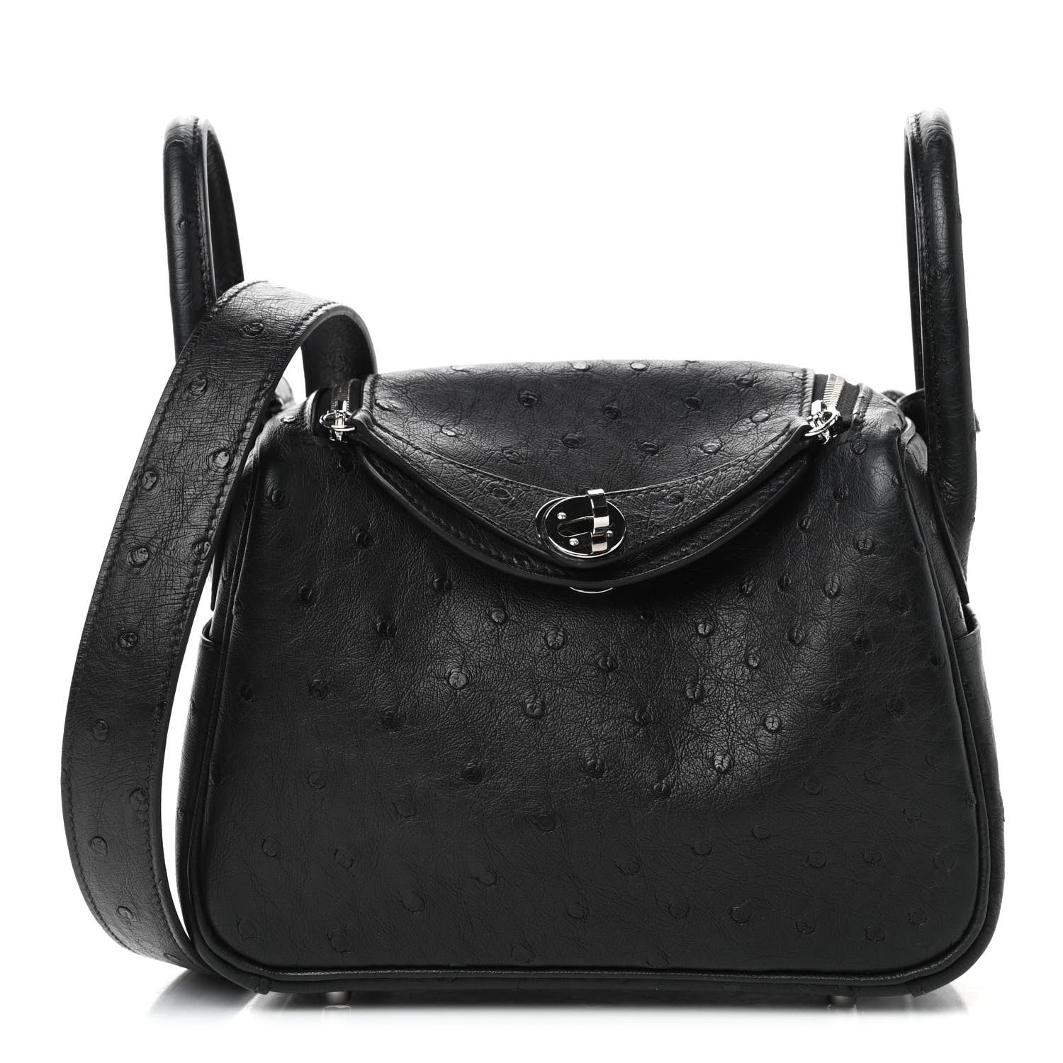 Hermes Ostrich Mini Lindy 20 Black 1 of 4