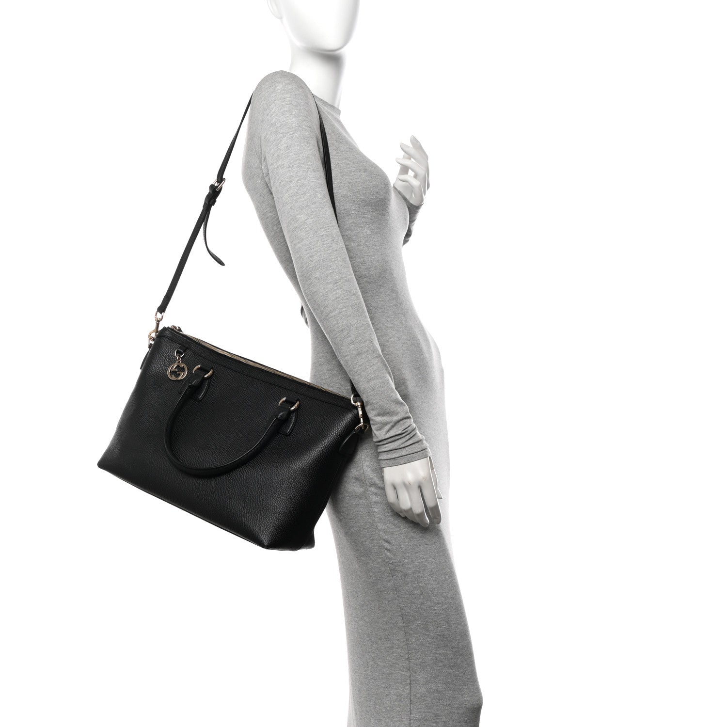 Gucci Dollar Calfskin GG Charm Satchel Black 2 of 11