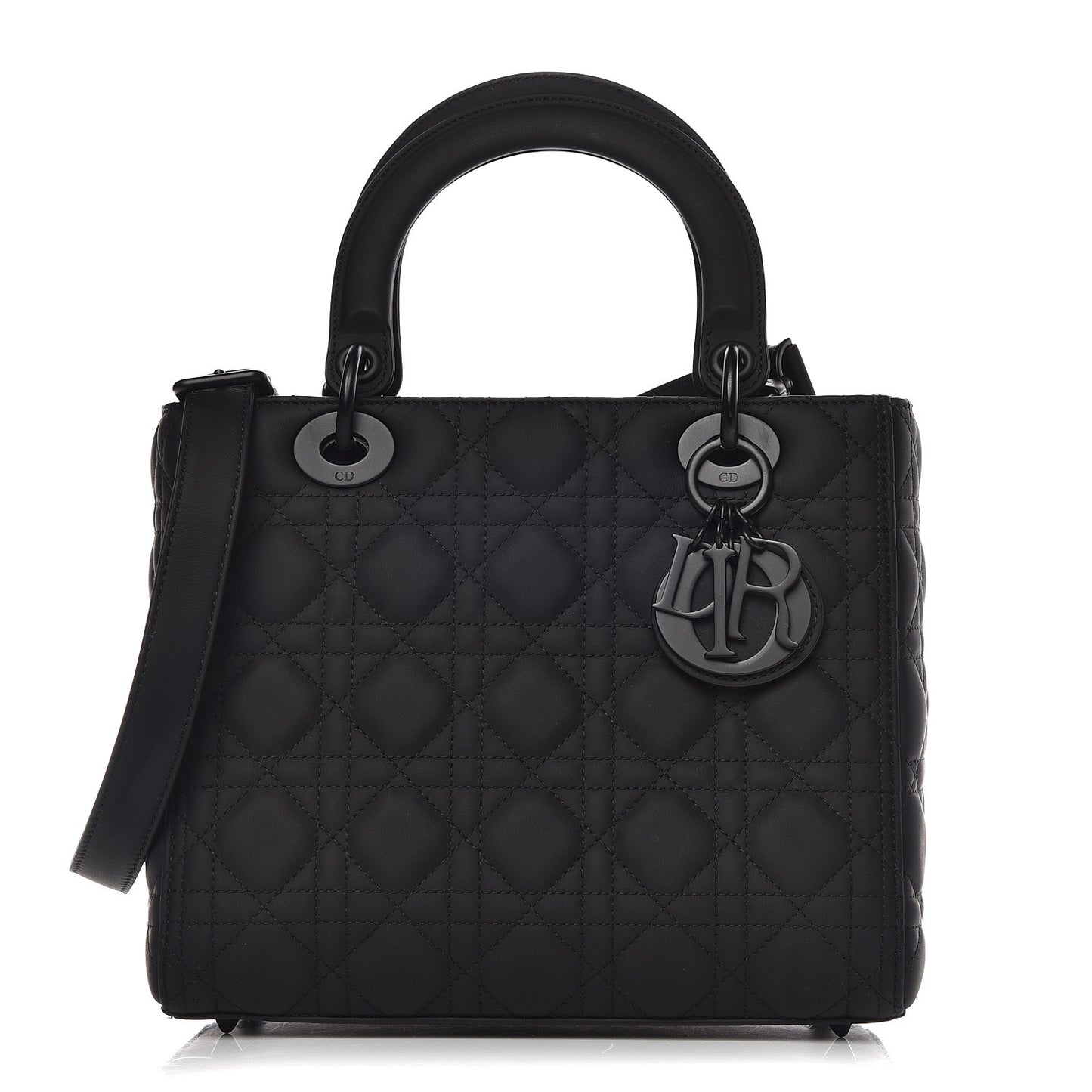 Ultra Matte Calfskin Cannage Medium Lady Dior Black