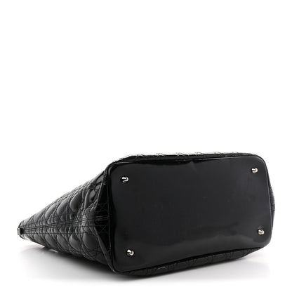 Christian Dior Patent Cannage Medium Panarea Tote Black 4 of 11