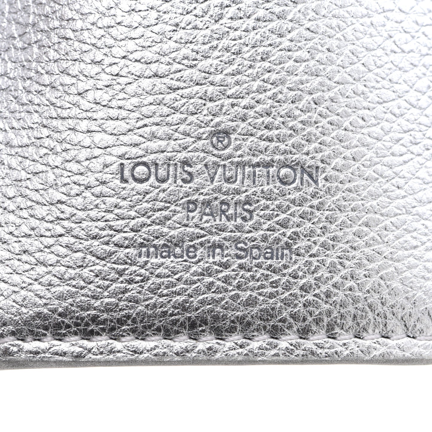 Metallic Calfskin Lockmini Wallet Silver