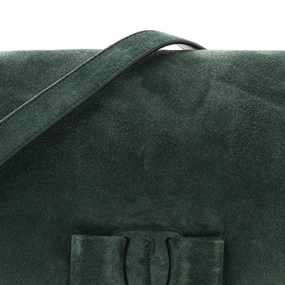 Salvatore Ferragamo Suede Calfskin Small Viva Bow Shoulder Bag Green 10 of 12
