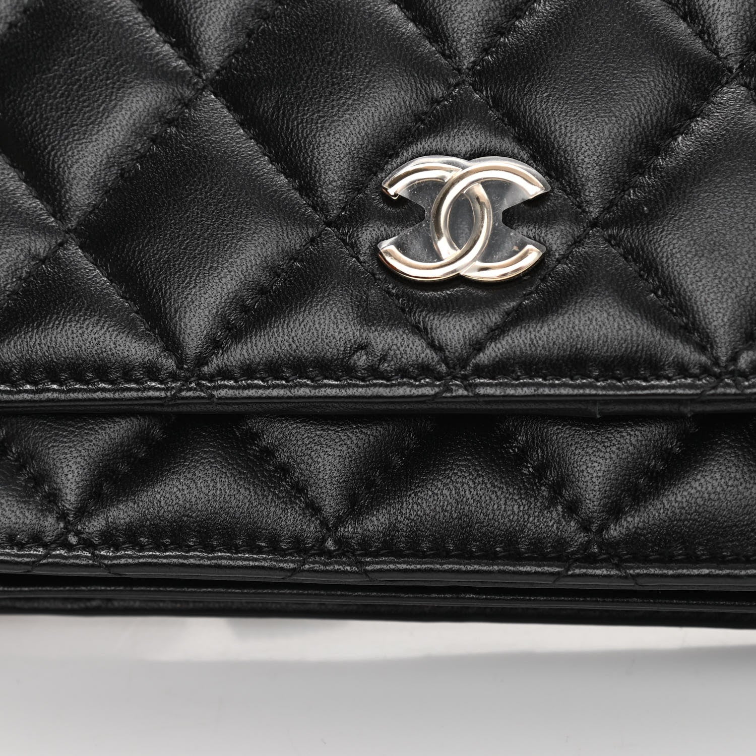 Chanel Lambskin Quilted Mini Camellia Bow Wallet On Chain WOC Black 13 of 14