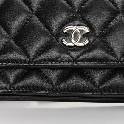 Chanel Lambskin Quilted Mini Camellia Bow Wallet On Chain WOC Black 13 of 14