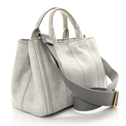 Prada Denim Small Logo Tote Bianco 3 of 12