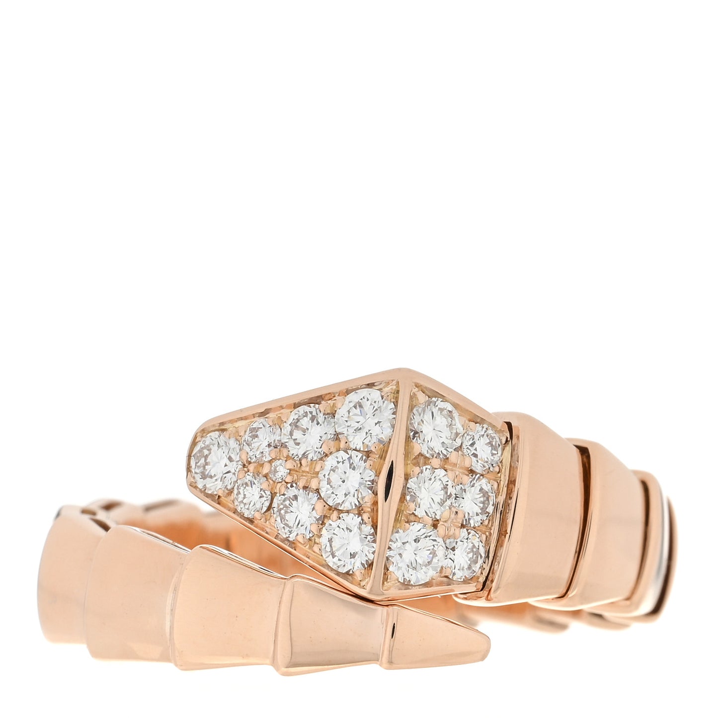 18K Rose Gold Diamond Serpenti Viper Ring XL