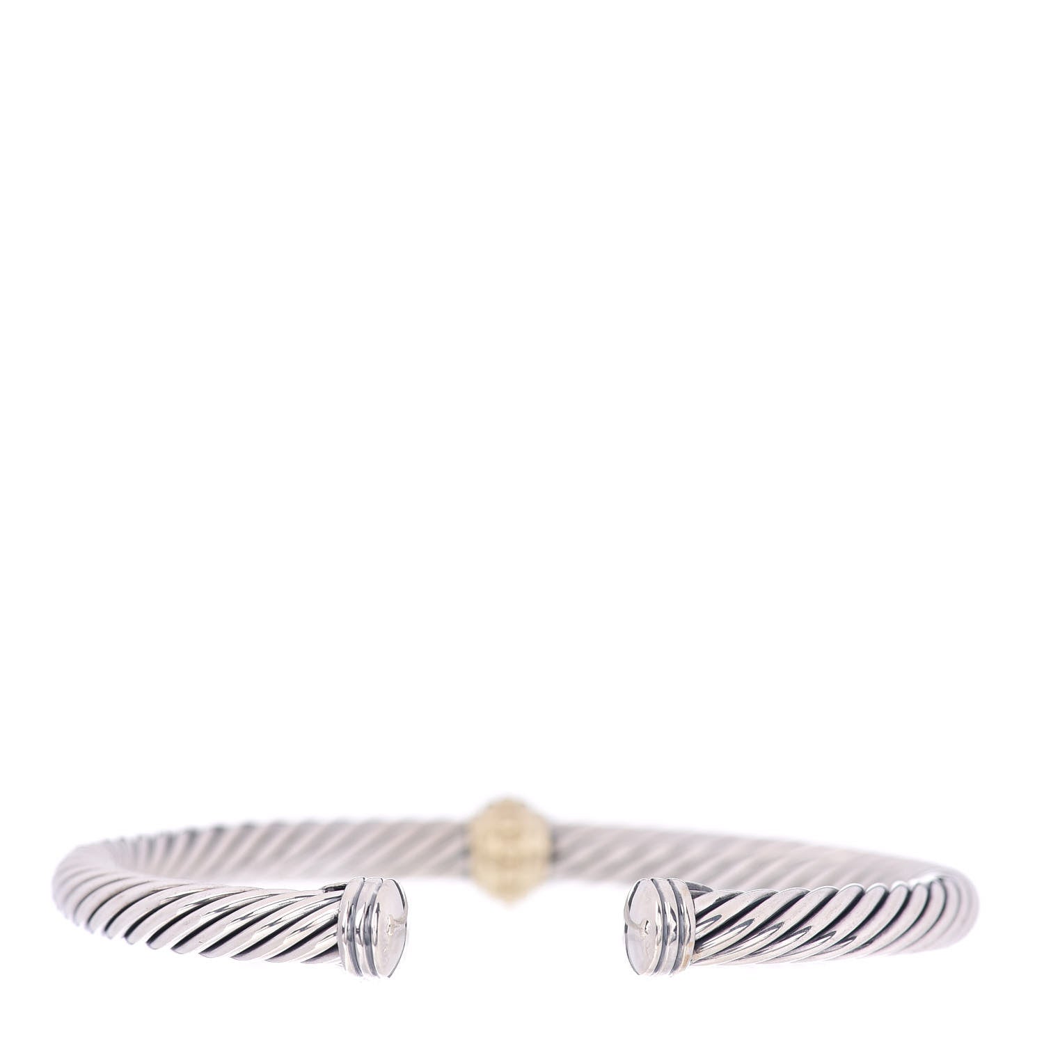 David Yurman Sterling Silver 14K Yellow Gold 5mm Station Cable Bracelet 3 of 4