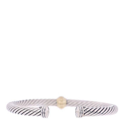 David Yurman Sterling Silver 14K Yellow Gold 5mm Station Cable Bracelet 3 of 4