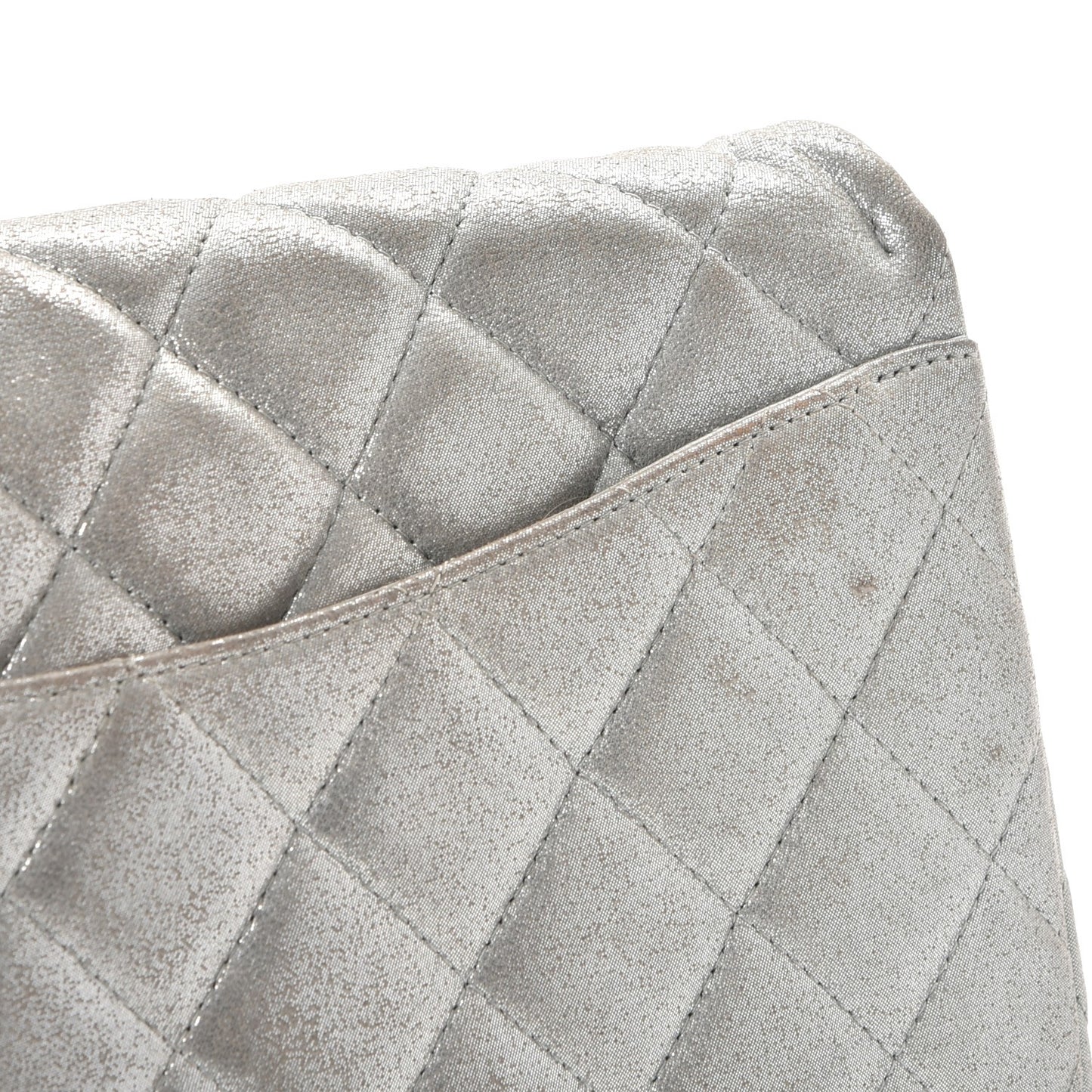 Iridescent Calfskin Clutch With Chain Flap Silver