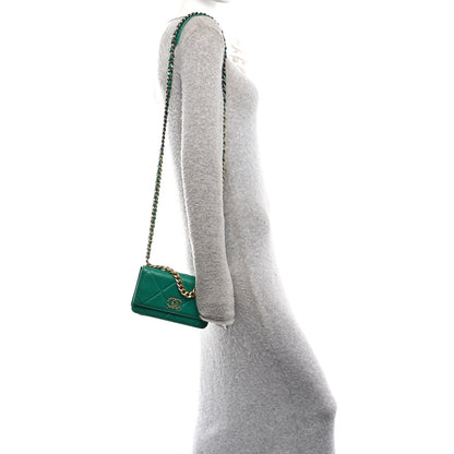 Chanel Lambskin Quilted Chanel 19 Wallet On Chain WOC Green 2 of 12