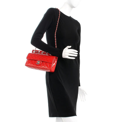 Chanel Patent Quilted Medium Diagonal CC Flap Red 2 of 10