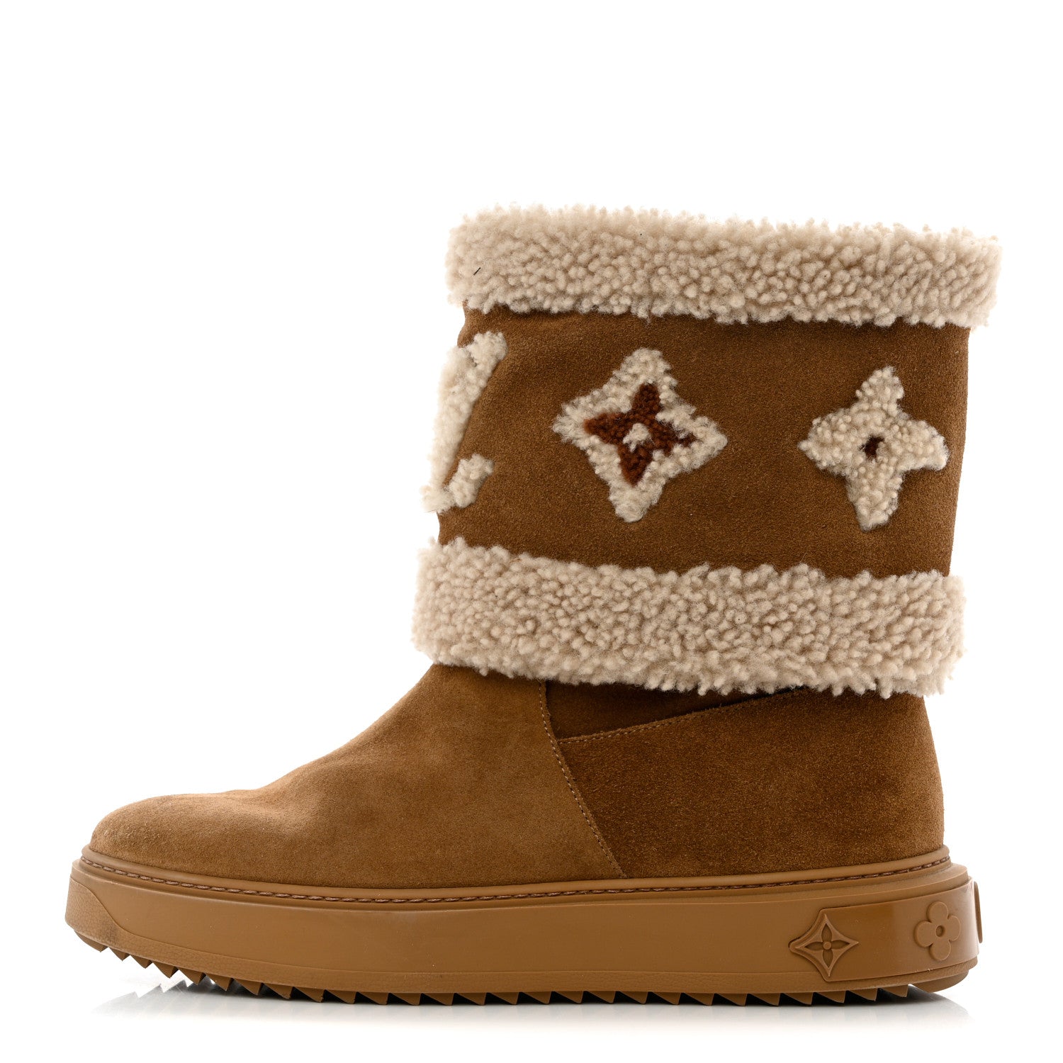 Louis Vuitton Suede Calfskin Shearling Snowdrop Flat Ankle Boot 40 Cognac 1 of 10