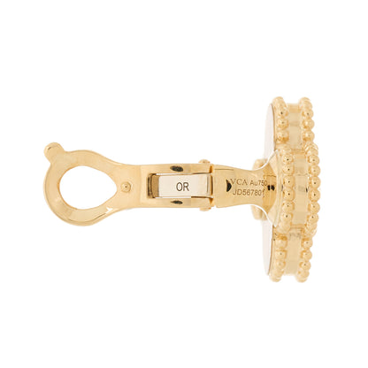 Van Cleef & Arpels 18K Yellow Gold Guilloche Vintage Alhambra Earrings 4 of 5