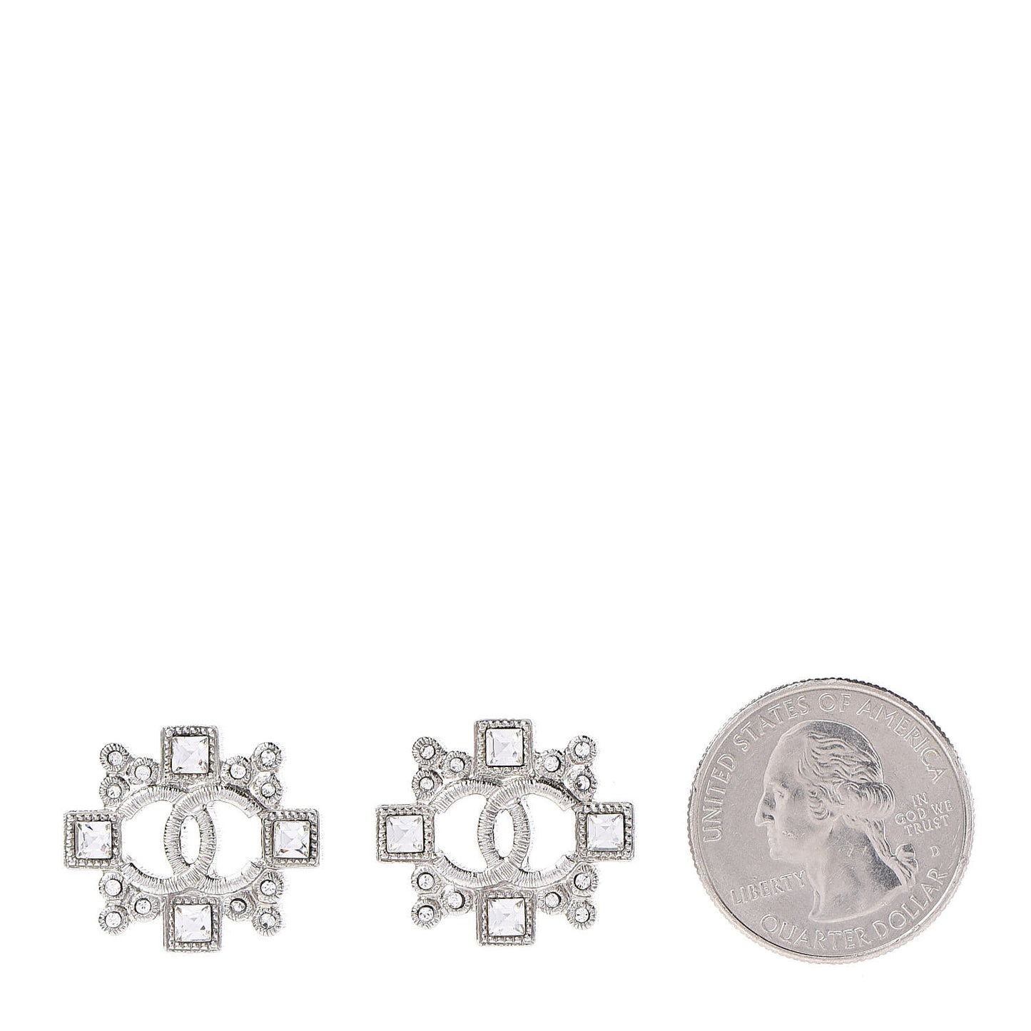 Swarovski Crystal CC Earrings Silver