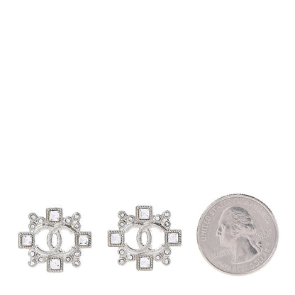 Chanel Swarovski Crystal CC Earrings Silver 2 of 5