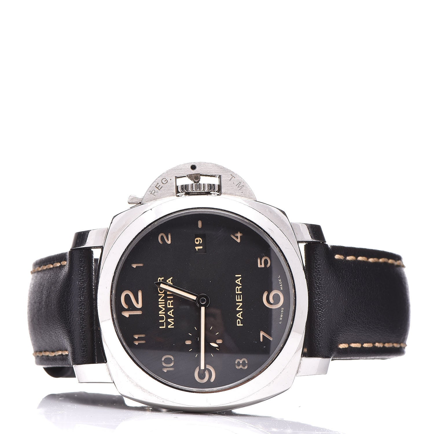 Panerai Stainless Steel Calfskin 44mm Luminor Marina 1950 Automatic Watch Black PAM00359 3 of 12
