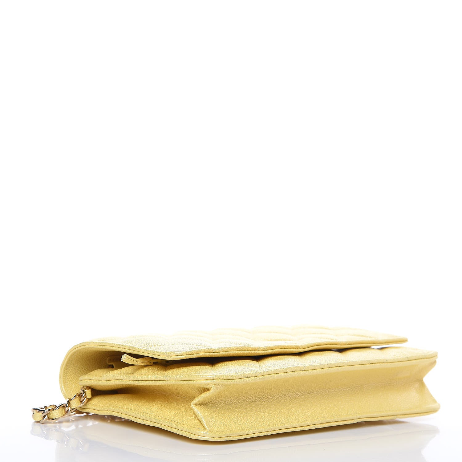 Chanel Iridescent Caviar Quilted Wallet on Chain WOC Yellow 4 of 11
