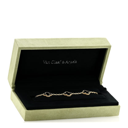 Van Cleef & Arpels 18K Yellow Gold Black Onyx 5 Motifs Vintage Alhambra Bracelet 6 of 6