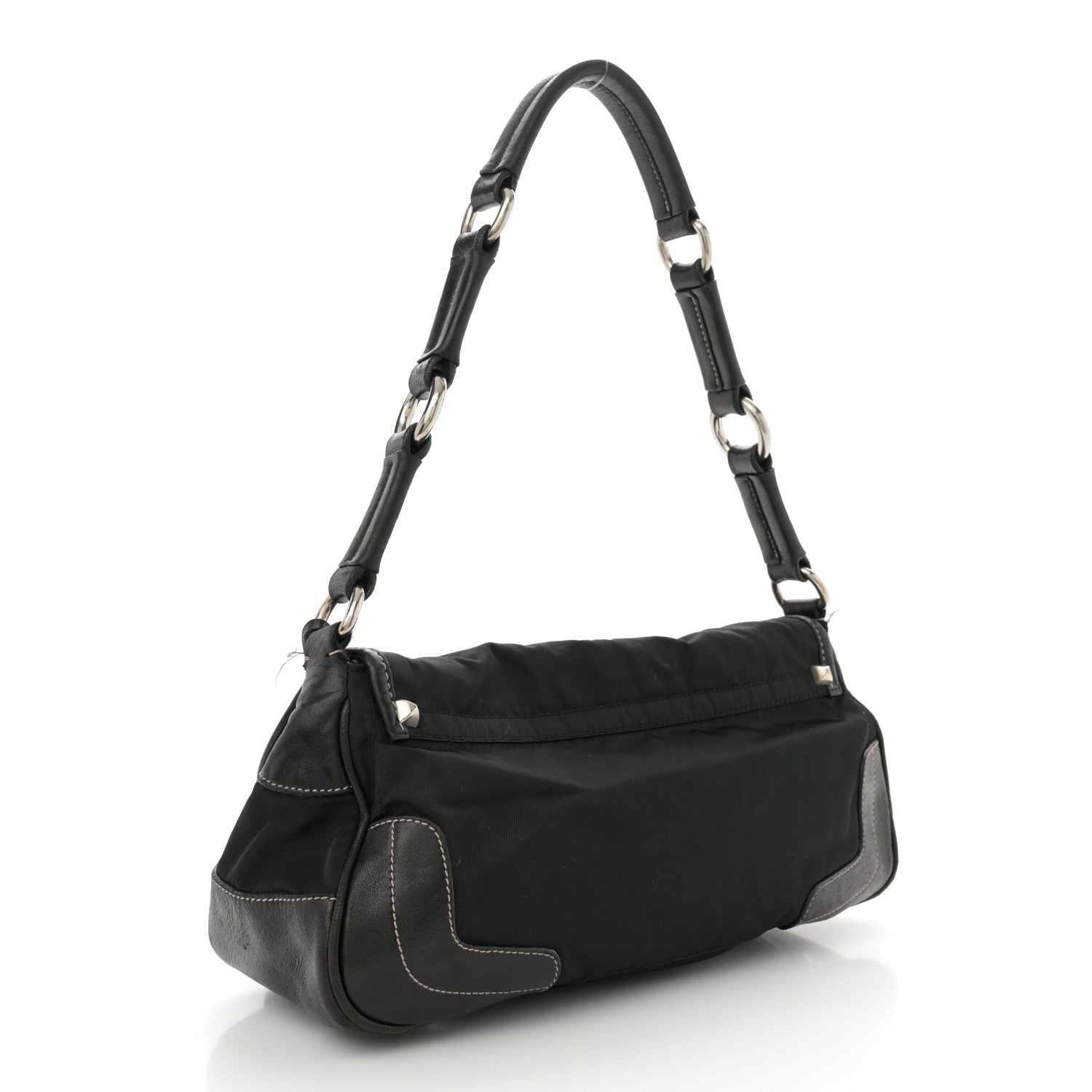 Prada Tessuto Nylon Tassel Shoulder Bag Black 3 of 16