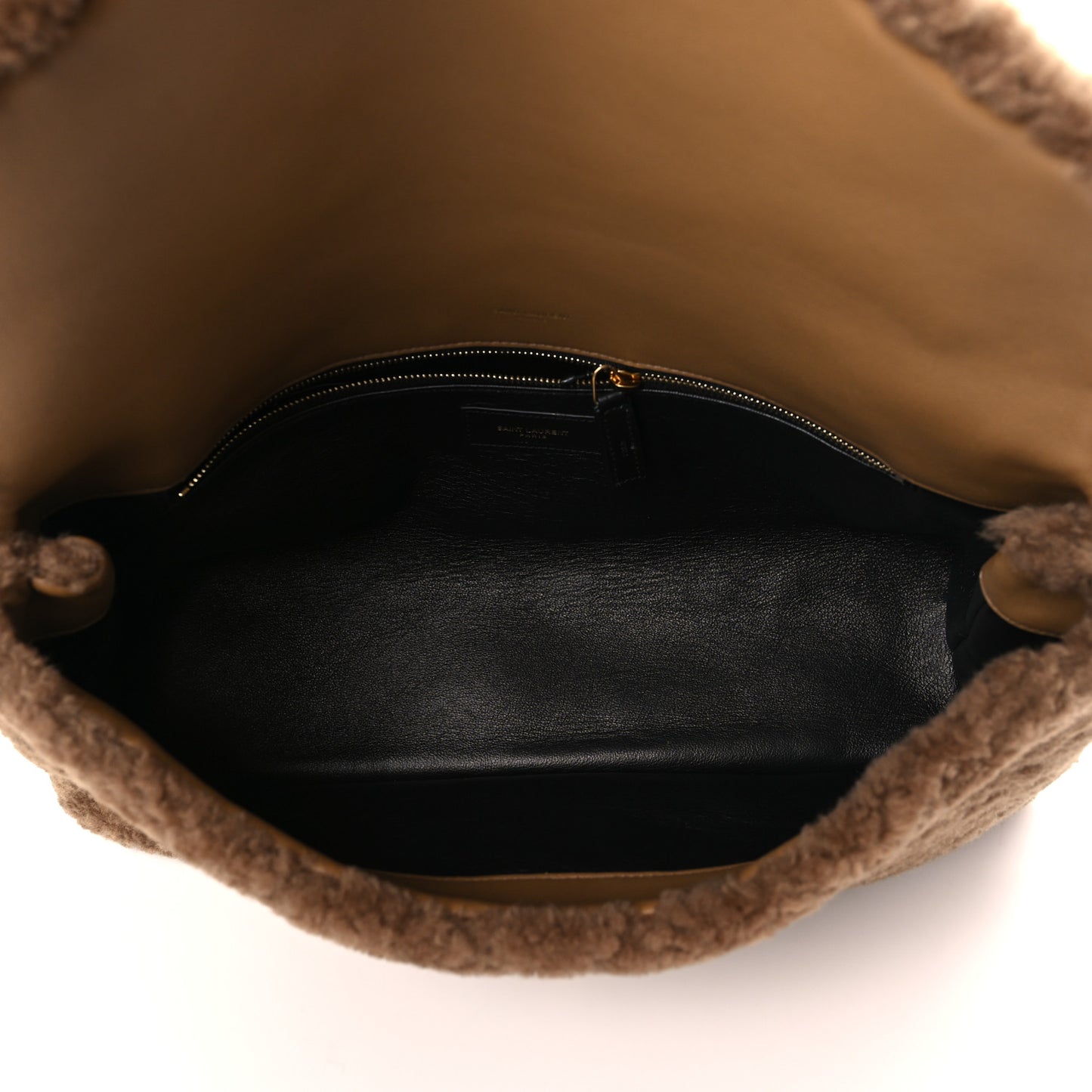 Shearling Lambskin Quilted Sade Puffer Envelope Clutch Brown