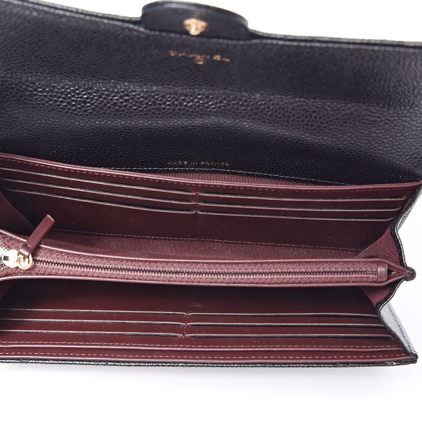 Caviar Quilted Large Flap Gusset Wallet Black
