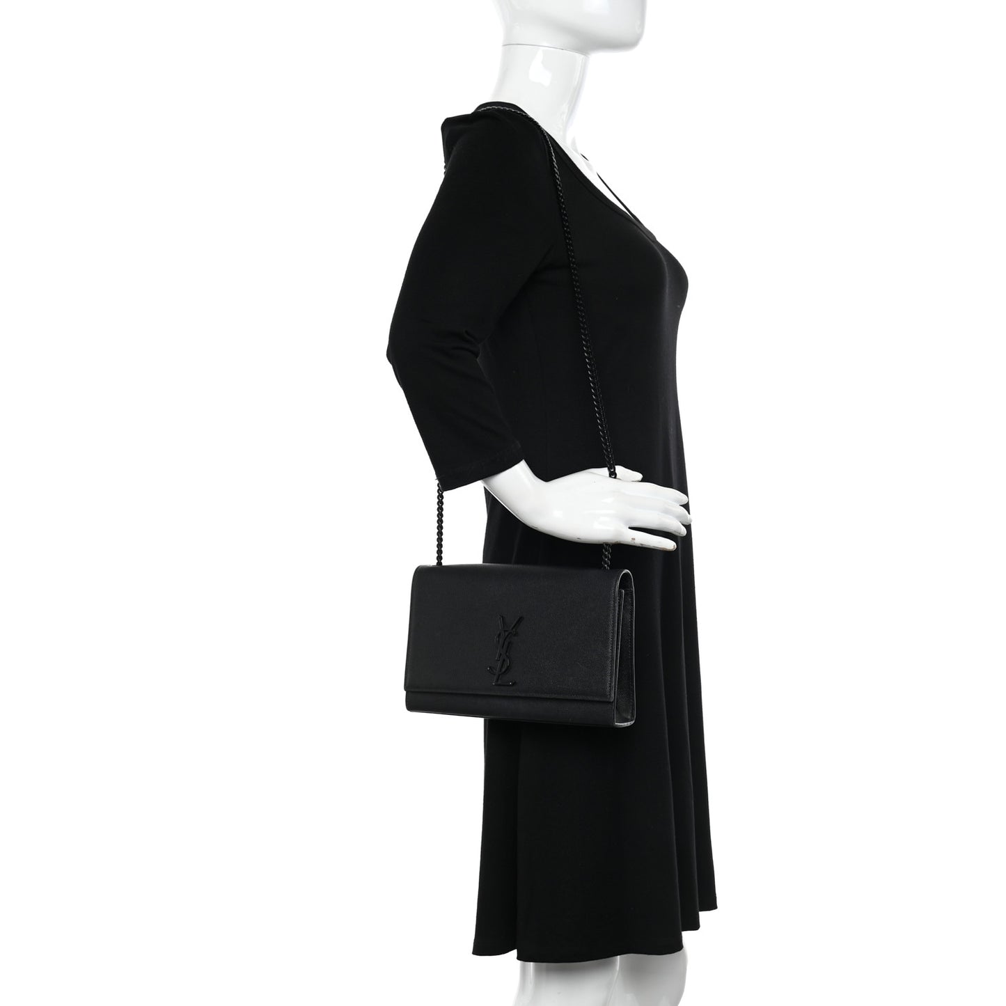 Grain De Poudre Medium Classic Monogram Monochrome Kate Satchel Black