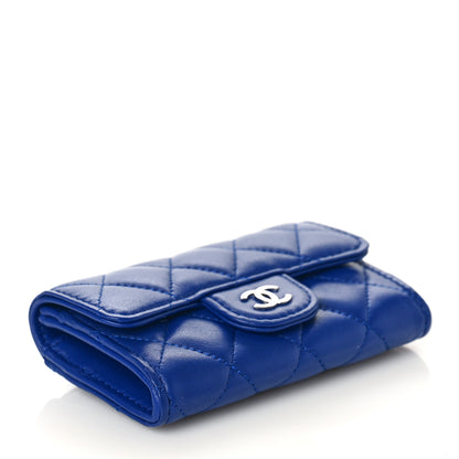 Chanel Lambskin Quilted Flap Card Holder Wallet Blue 4 of 10