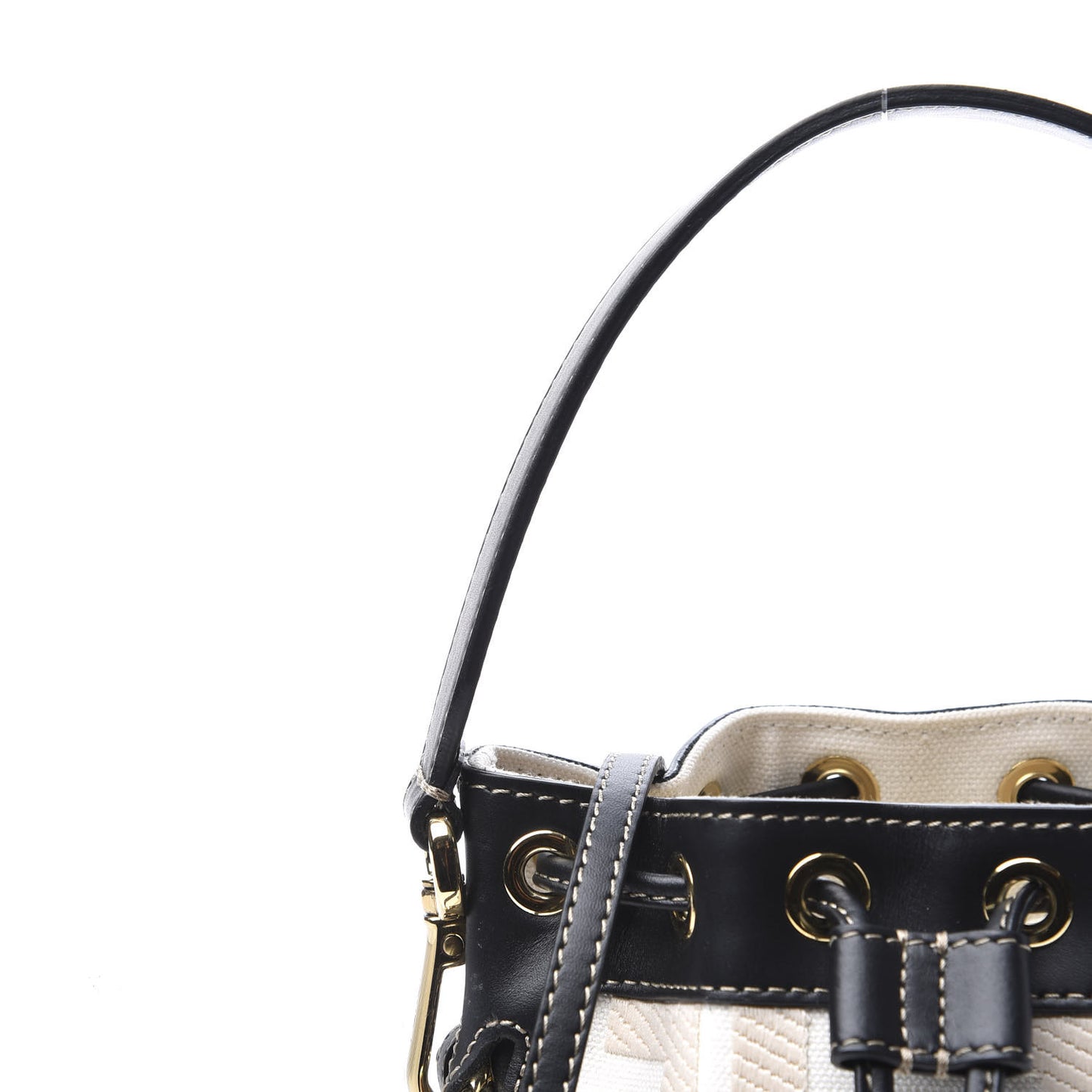 Canvas Vitello King F is Fendi FF Embroidered Mini Mon Tresor Bucket Bag Grezzo Black