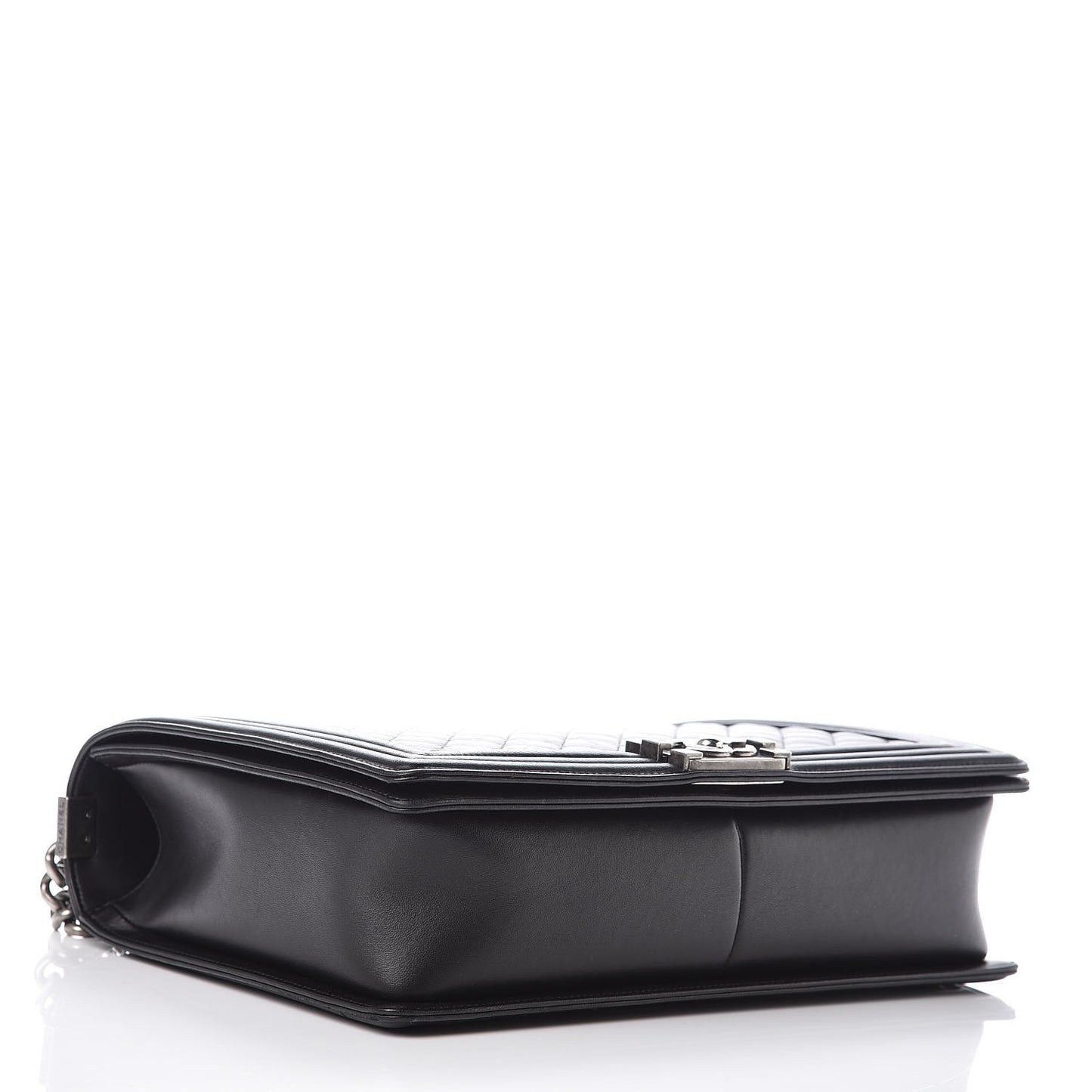 Lambskin Quilted Large Boy Flap Black