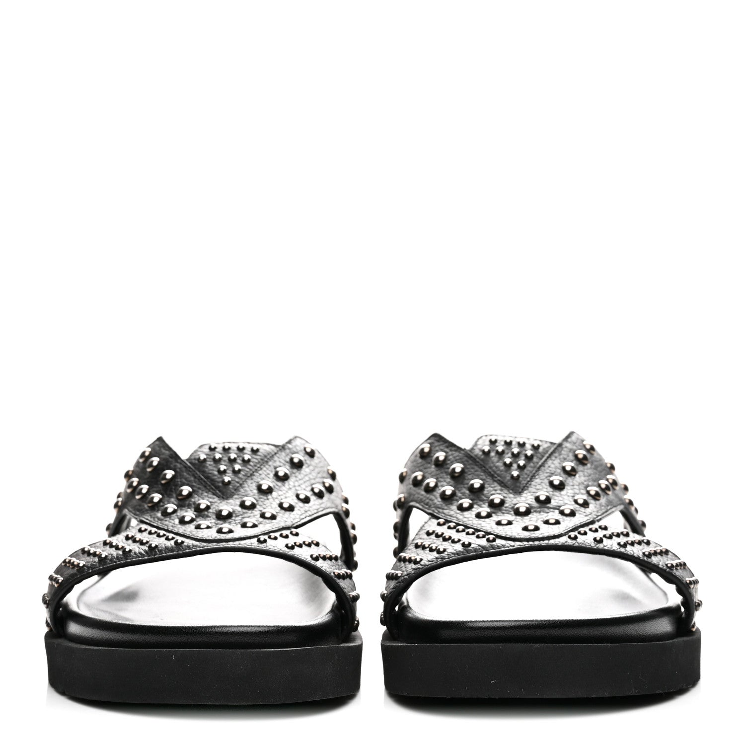 Louis Vuitton Calfskin Mens LV Studded Oasis Mules 9 Black 3 of 9