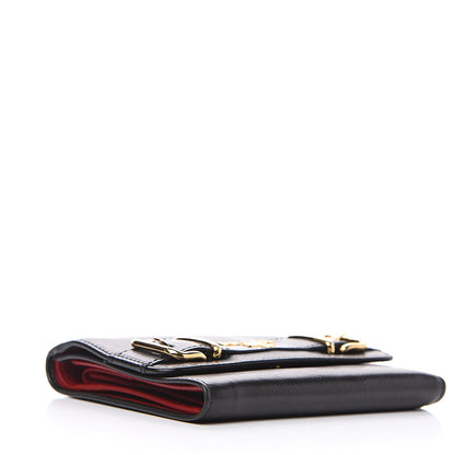 Prada Soft Calfskin Strip Tri-Fold Compact Wallet Black 3 of 8