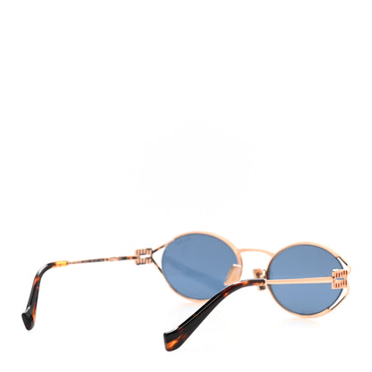 Miu Miu Metal Oval Sunglasses SMU52Y Black Rose Gold 4 of 9