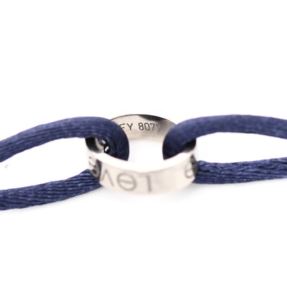 Cartier 18K White Gold Charity LOVE Adjustable Cord Bracelet Navy Blue 4 of 5