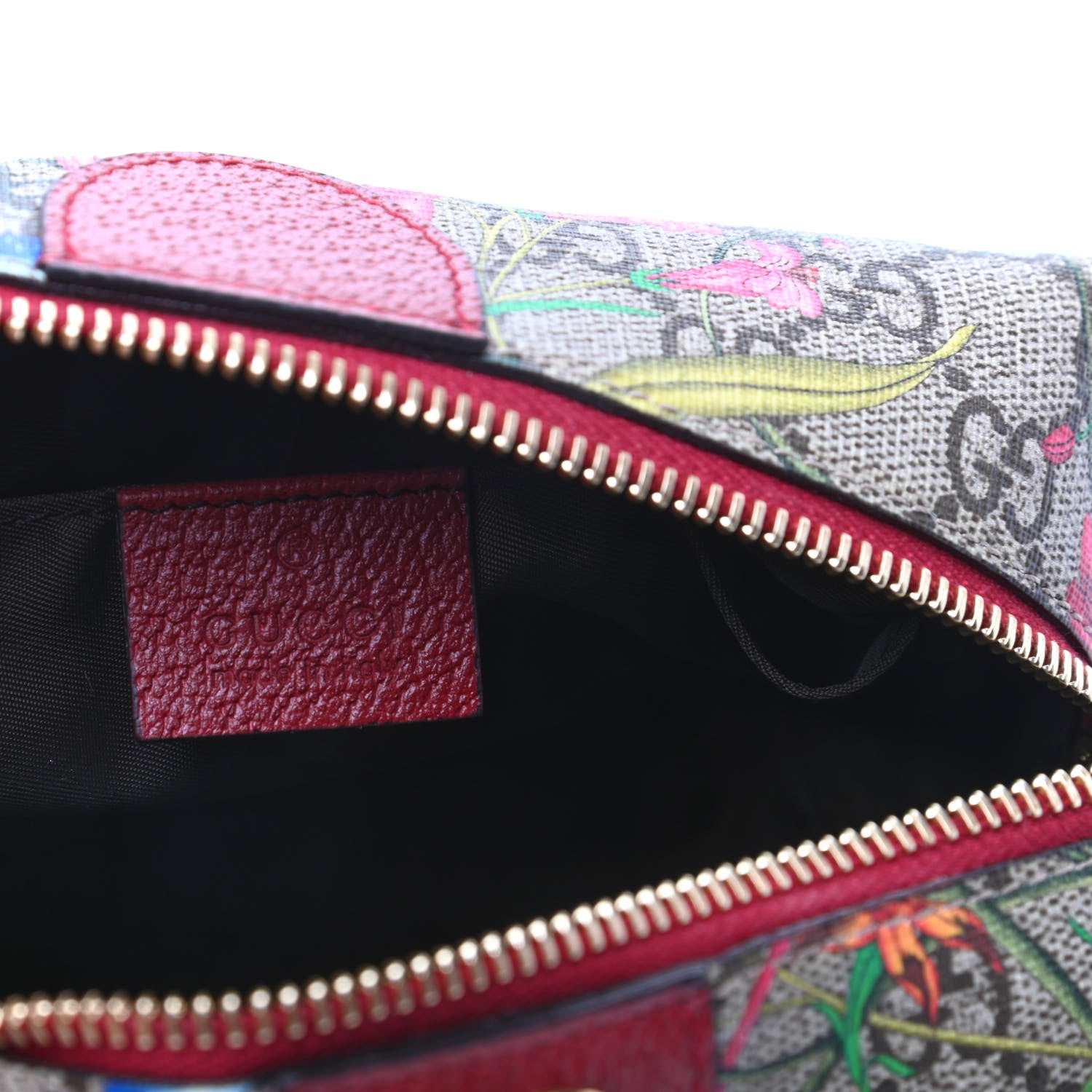 Gucci Soft GG Supreme Monogram Flora Calfskin Medium Ophidia Cosmetic Case Beige Ebony Multicolor Rosso 6 of 10