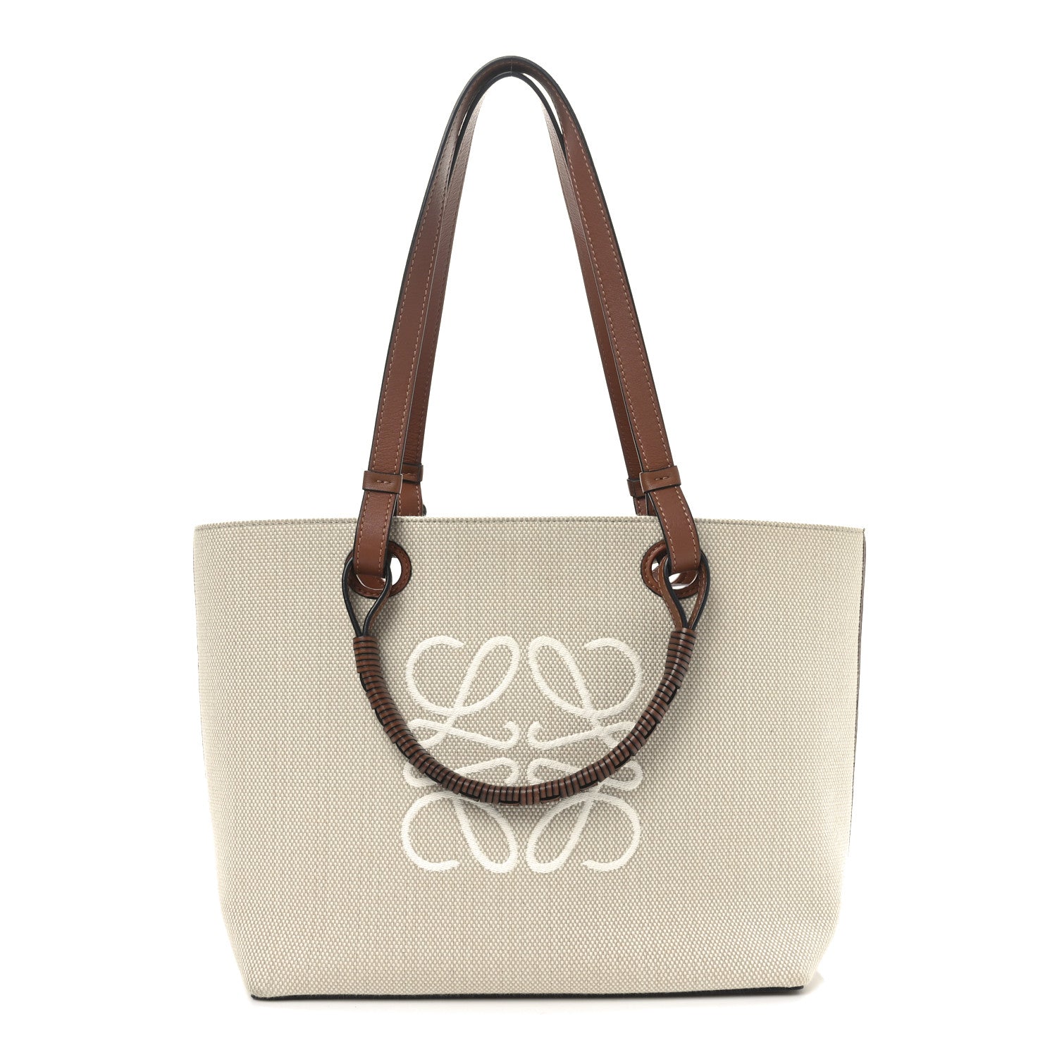 Loewe Canvas Calfskin Small Anagram Tote Ecru Tan 1 of 9
