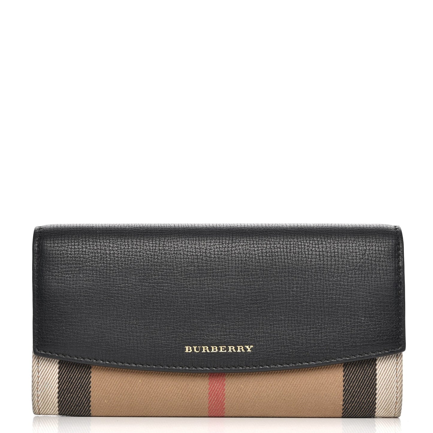 Calfskin House Check Porter Continental Wallet Black