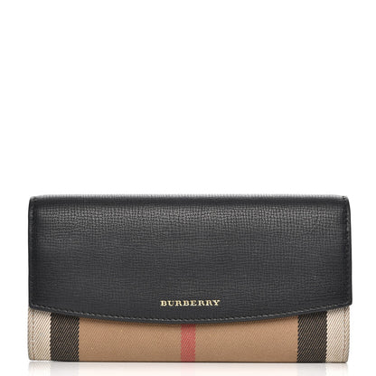 Burberry Calfskin House Check Porter Continental Wallet Black 1 of 8