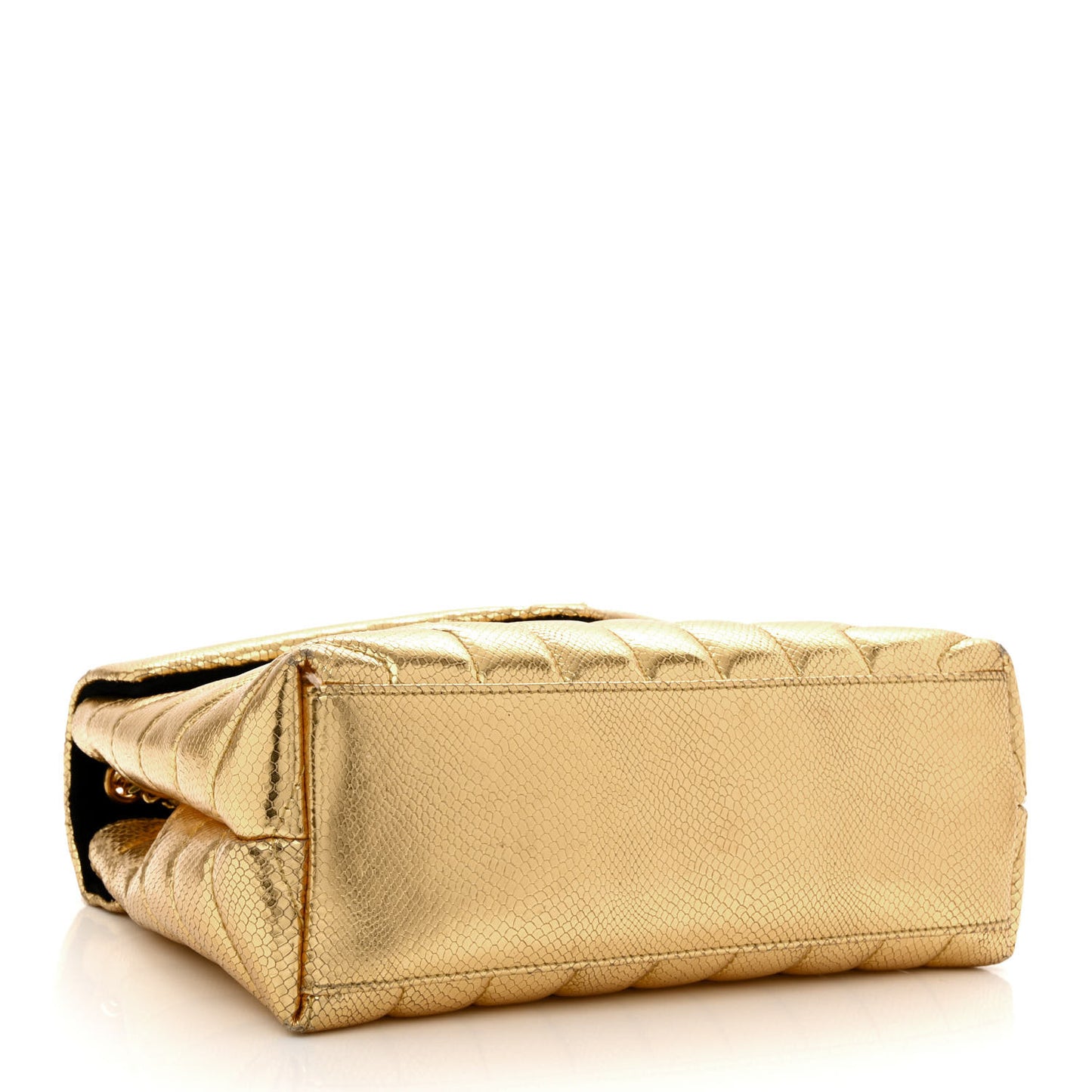 Snake Embossed Lame Y Quilted Small Loulou Monogram Chain Satchel Oro