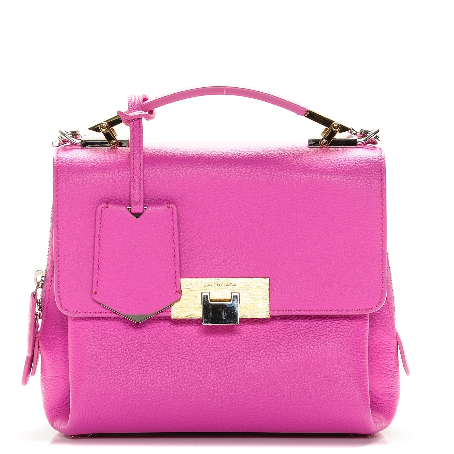 Grained Calfskin Le Dix Mini Soft Cartable Rose Fluo